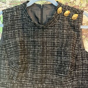 Donna Karan New York Women's Black Lined Sleeveless Tweed Sheath Dress Size 12